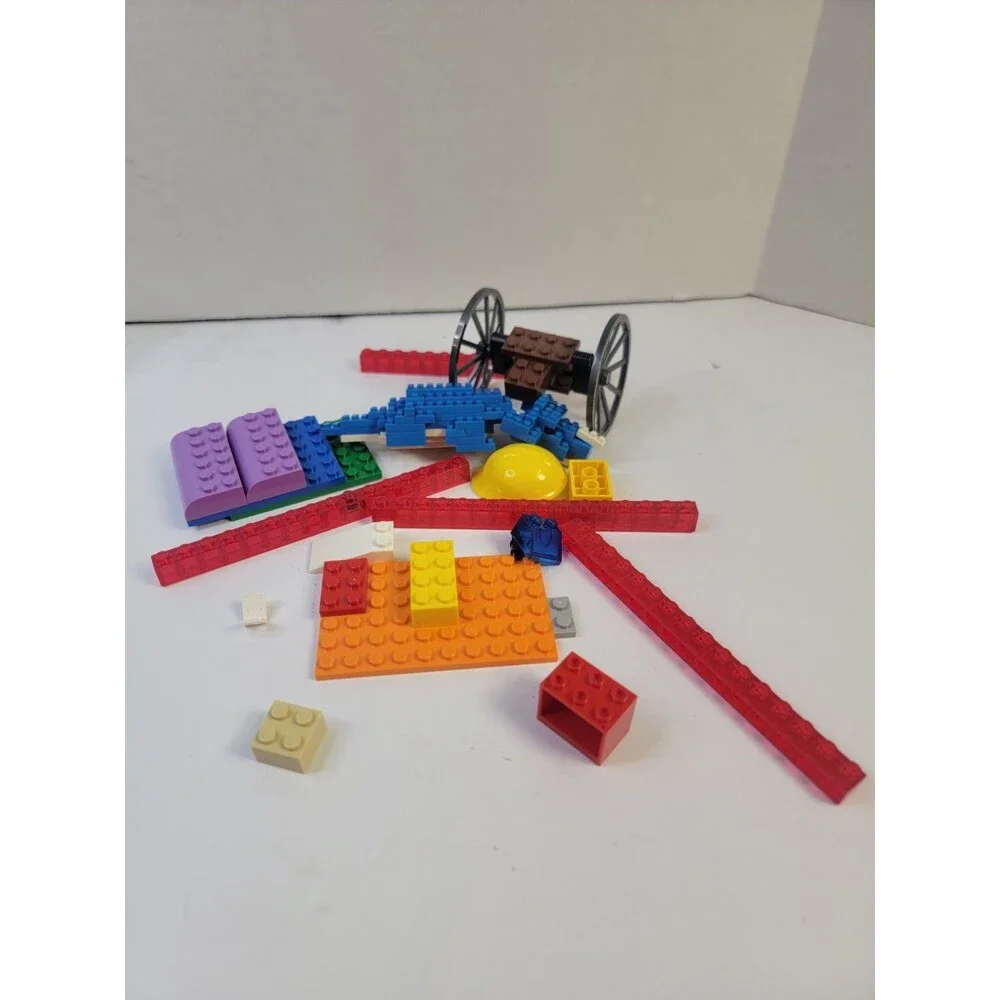 LEGO Mixed Parts Lot Bricks Plates Cannon Wheels Crocodile Build Vintage Pieces